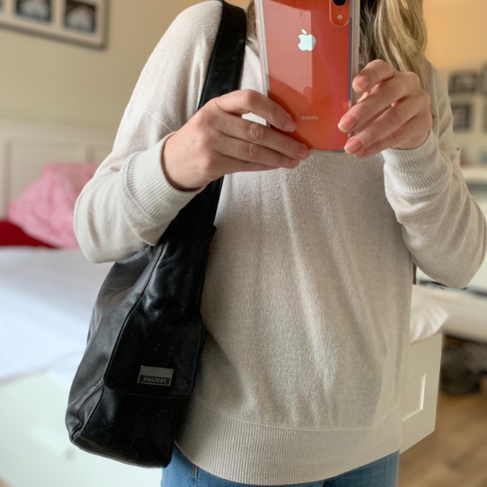 Black leather Perlina shoulder bag